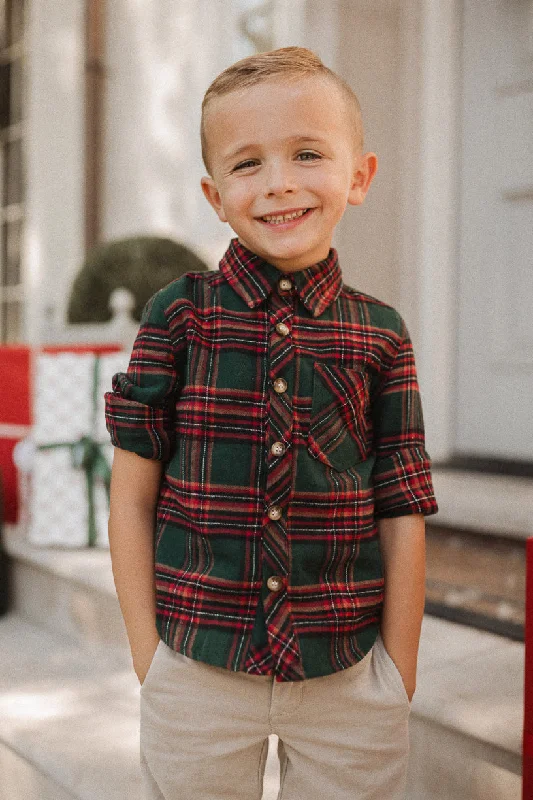 Boys John Shirt in Hattie Green Plaid