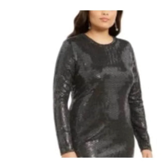 B Darlin Trendy Women's Plus Size Sequined Bodycon Dress Dark Gray Size 22