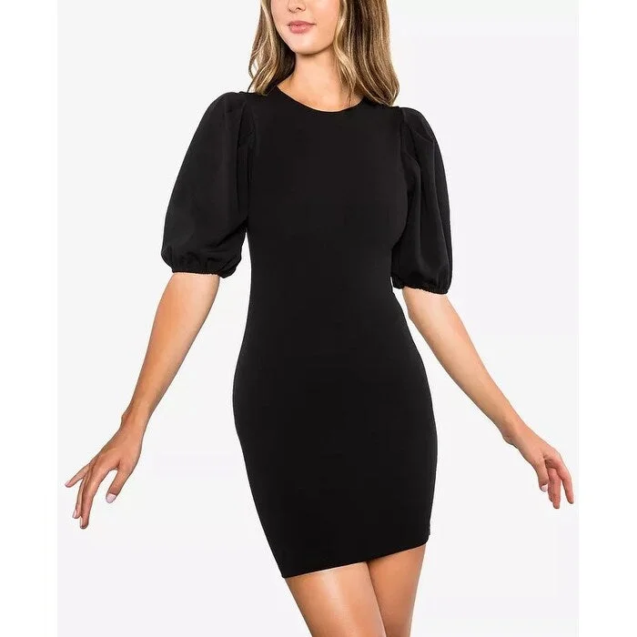 B Darlin Junior's Puff Sleeve Scuba Bodycon Dress Black Size 9