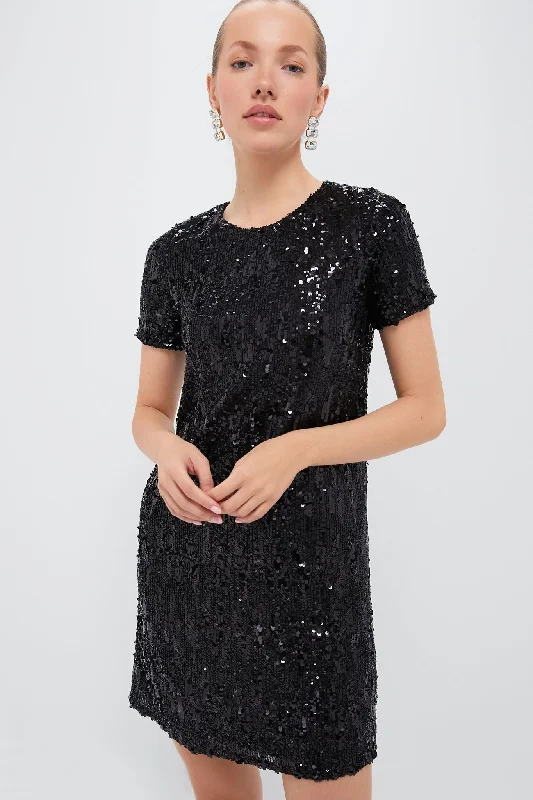 Black Sequin Modern Shift Dress