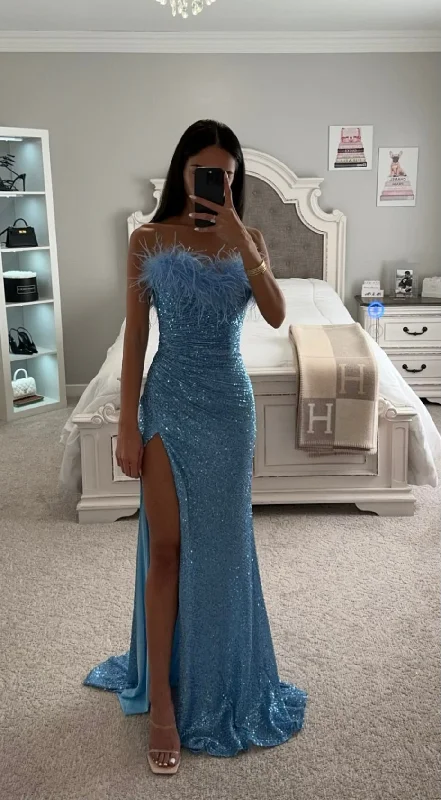 FEATHER SEQUIN GOWN