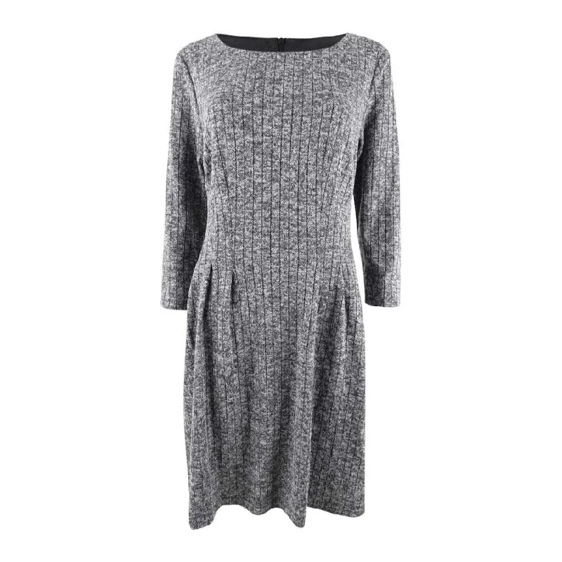 Connected Women's Fit & Flare Sweater Dress (8, Grey)