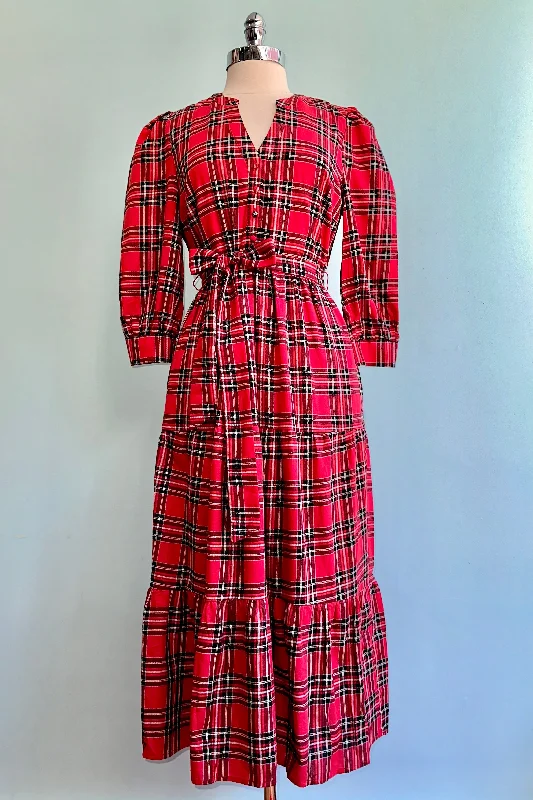 Red Plaid Shirtwaist Yanis Dress