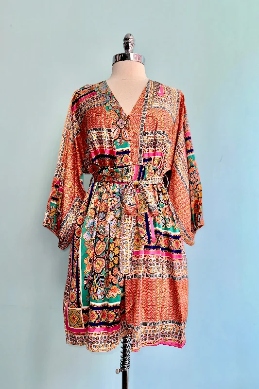 Colorful Bohemian Patchwork Mini Shirt Dress by Molly Bracken