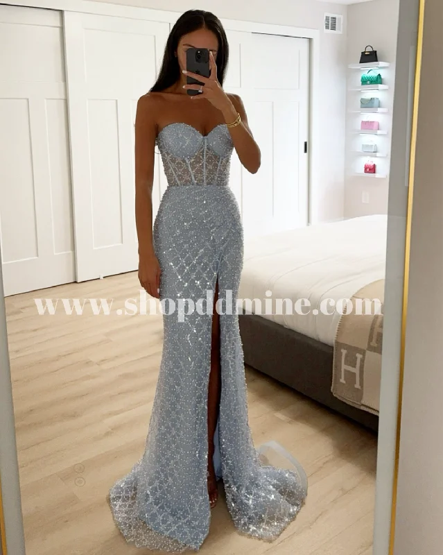 SEQUIN & PEARL FITTED GOWN