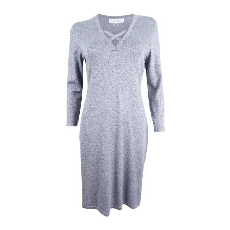 Calvin Klein Women's Metallic Sweater Dress