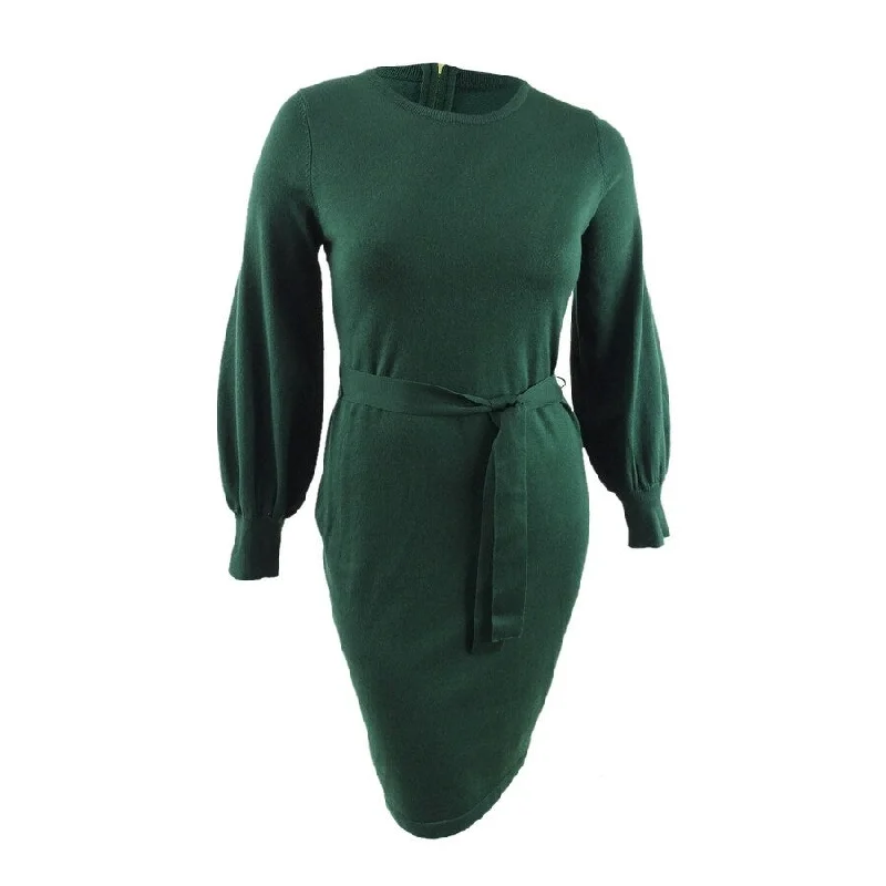 Calvin Klein Women's Balloon-Sleeve Sweater Dress (L, Malachite)