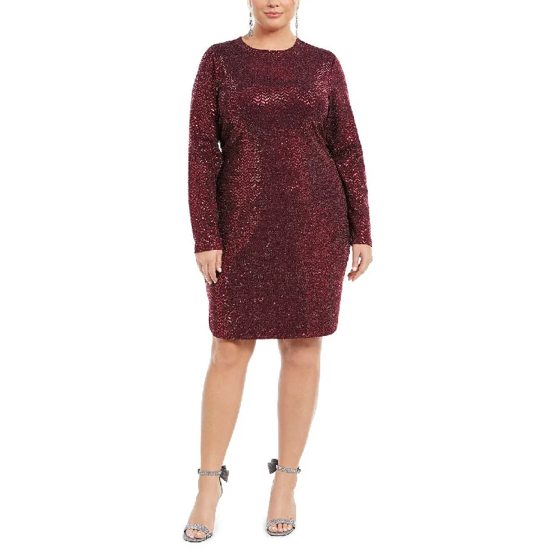 B Darlin Women's Trendy Plus Size Sequined Bodycon Dress Red Size 22