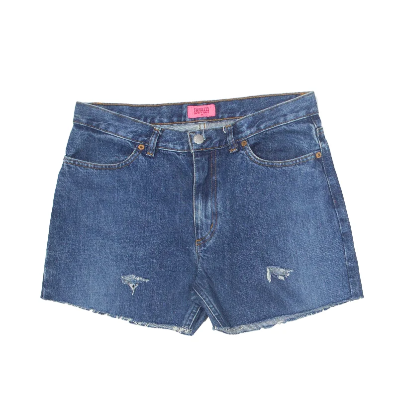 FIORUCCI Safety Jeans Distressed Cut Off Denim Shorts Blue Regular Womens M W31