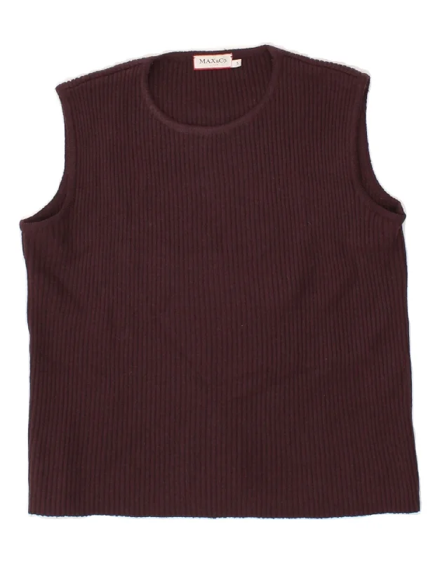 MAX & CO. Womens Crop Vest Tank Top UK 10 Small Burgundy