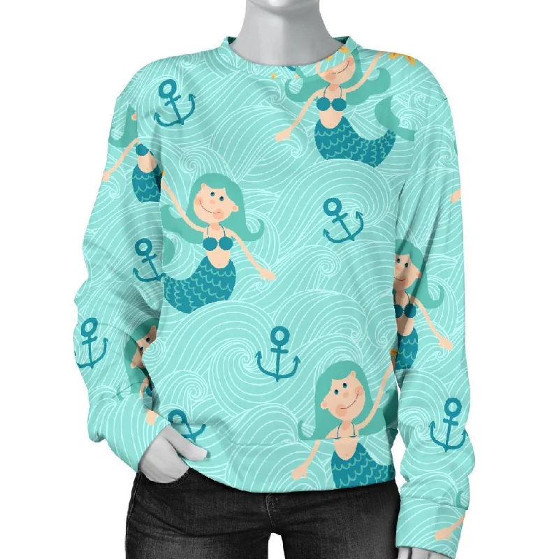 Mermaid Pastel Pattern Print Women's Sweatshirt