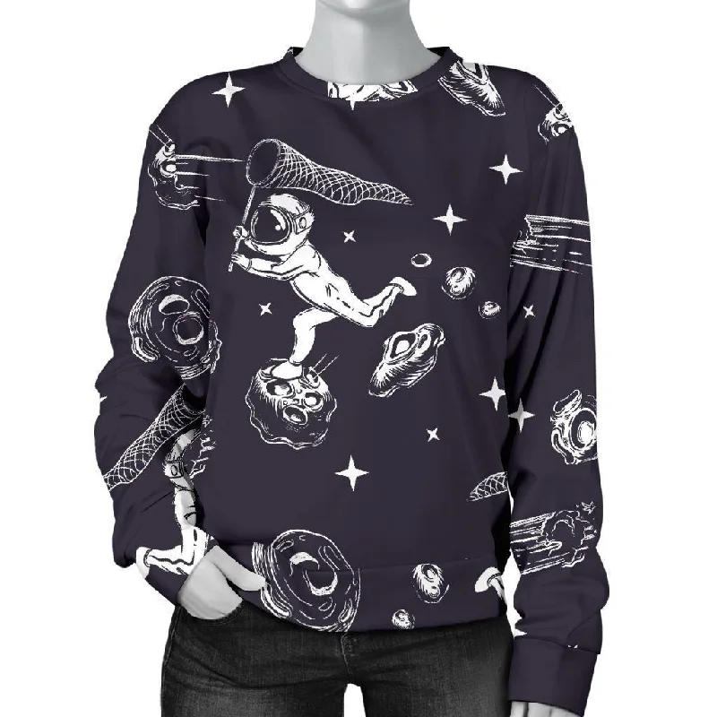 Metero Astronaut Print Pattern Women's Sweatshirt