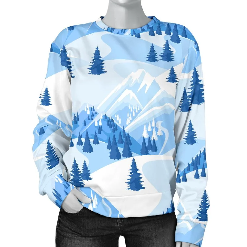 Mountain Snow Pattern Print Women's Sweatshirt