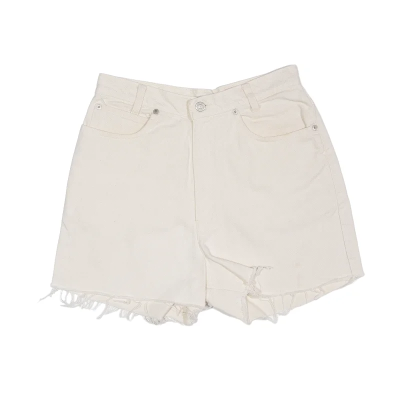 SKOOZI Raw Hem Denim Shorts White Regular Womens XS W26