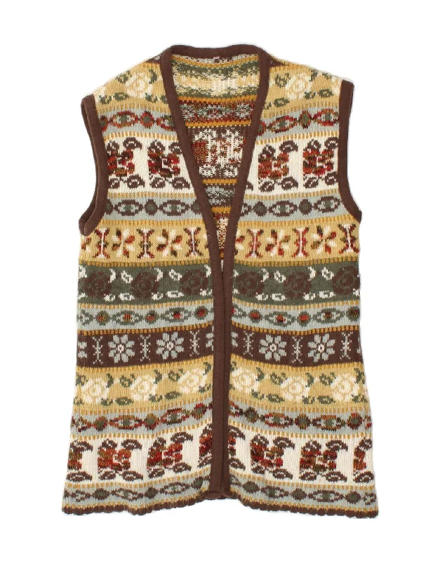 VINTAGE Womens Sleeveless Cardigan Sweater UK 12 Medium Multicoloured