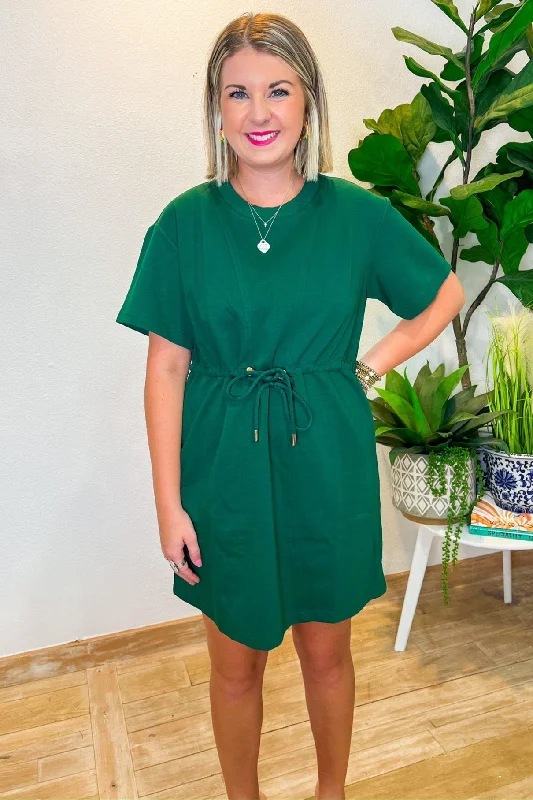 Cool Evenings Mini Dress - Hunter Green