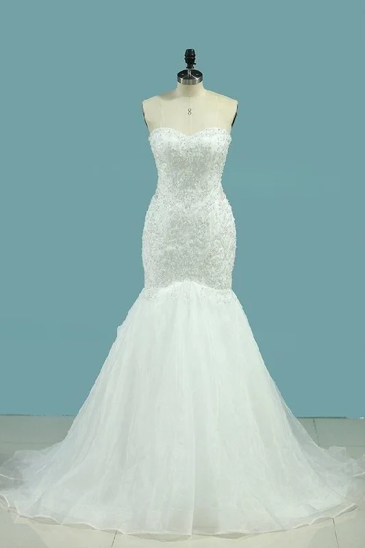 2024 Sweetheart Wedding Dresses Mermaid Organza With PYHZCSFJ