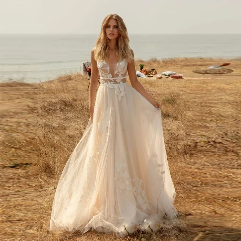 V-Neck Lace Artistry Bridal Gown