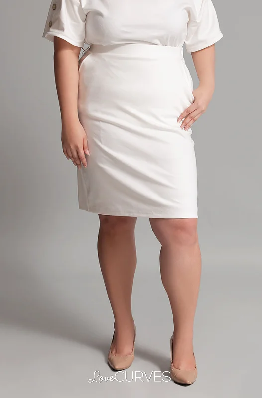 Basic Pencil Skirt with Pockets - Cream