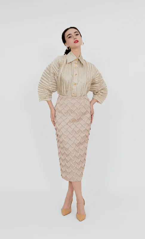 Bukit Nenas Pencil Skirt in Champagne