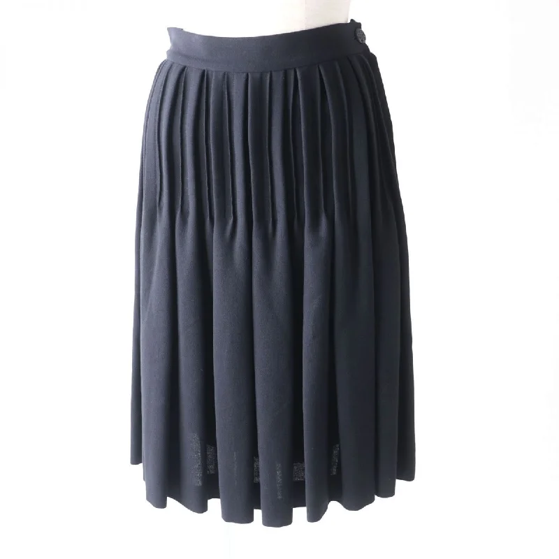 Chanel COCO Mark Pleated Skirt Silk