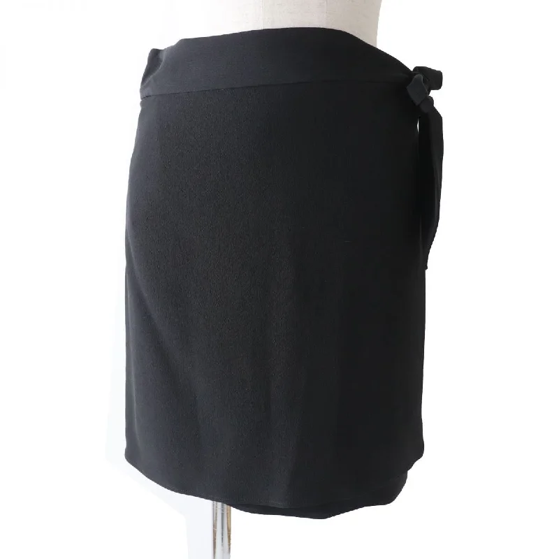 Hermes Silk Wrap Skirt Black Silver 36