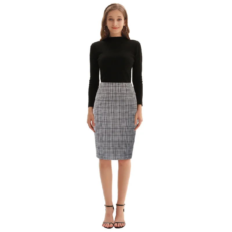 Womens Knee Length Elastic Waist Stretchy Bodycon Business Pencil Skirt