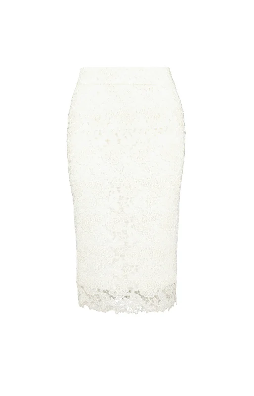 RUBIA IVORY LACE PENCIL SKIRT