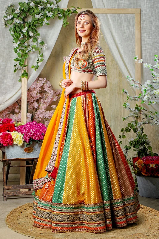 Multicolor Paneel Skirt with Embroidered top