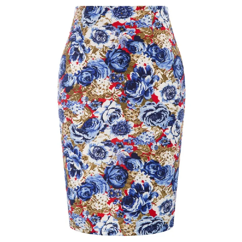 Women’s Fashion Pattern Hips-wrapped Bodycon Pencil Floral Skirt