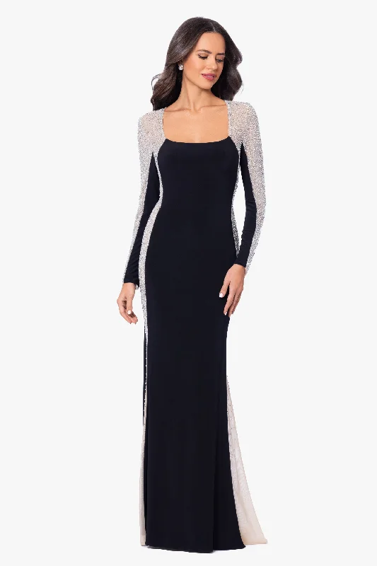 Petite "Jillian" Long Sleeve Caviar Dress