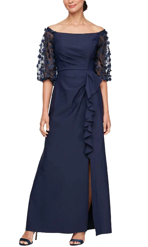 Alex Evenings 8134409 - Embroidered Illusion Sleeve Formal Gown