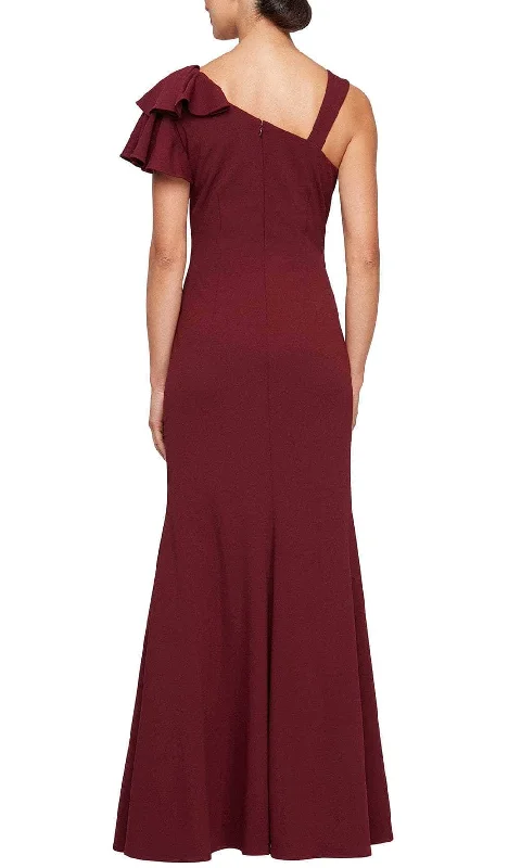 Alex Evenings 8160422 - Asymmetric Neck Side Slit Formal Gown