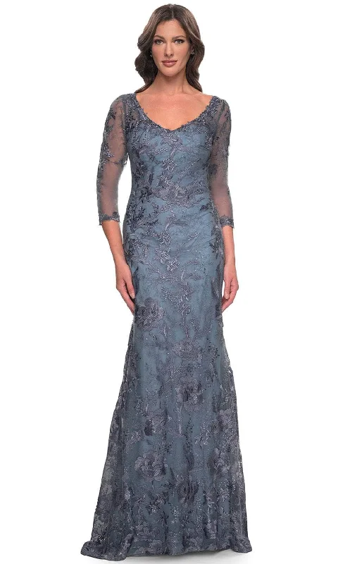 La Femme 30130SC - Illusion Sleeve Lace Evening Dress