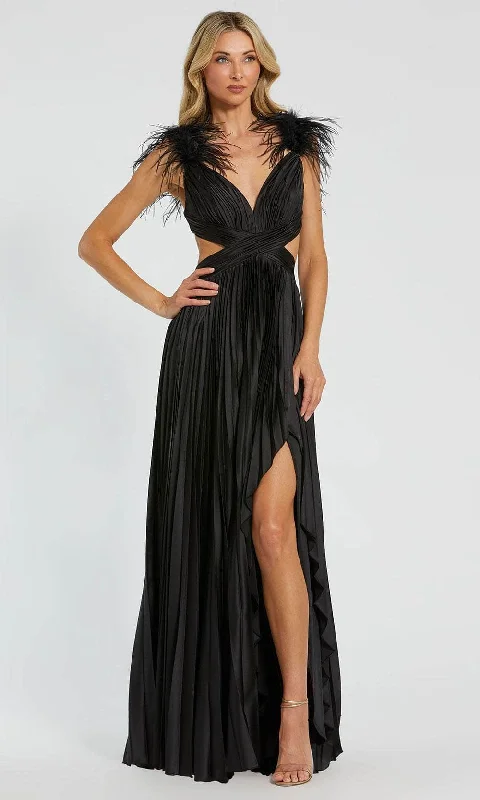 Mac Duggal 116871 - Feather Detailed V-Neck Evening Dress