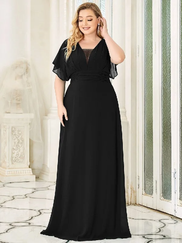 Women's A-Line Empire Waist Floor-Length Chiffon Evening Dress