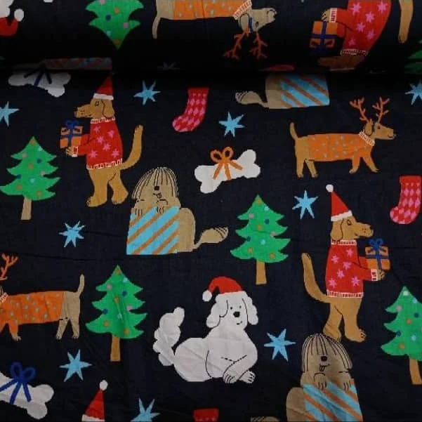 Christmas Cotton - Doggy Christmas Print Made to Order (Size 14-40)