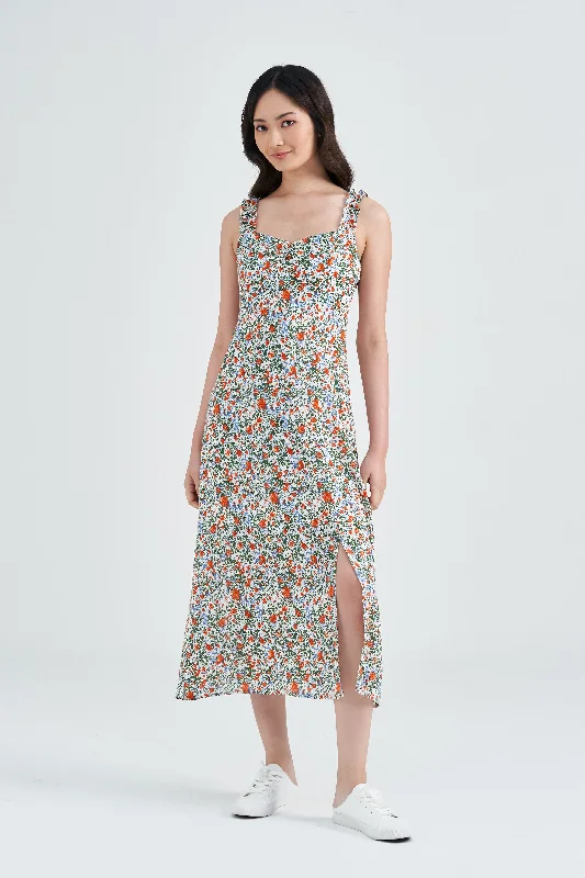 Everlyn Printed Ruffle Strap Dress