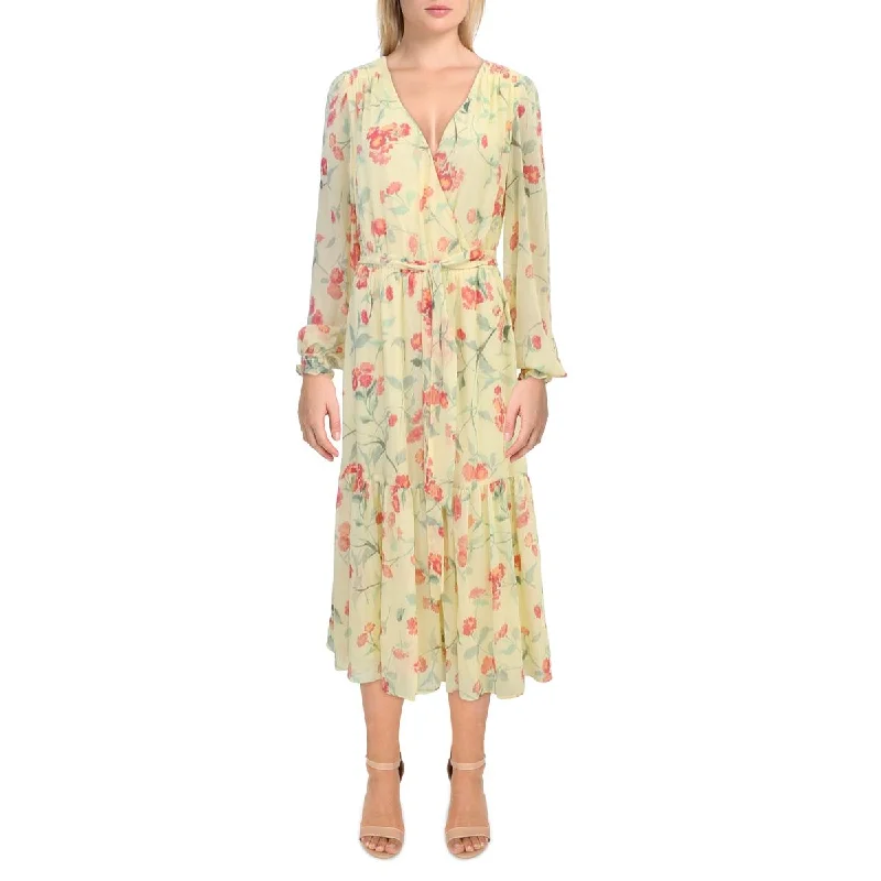 Lauren Ralph Lauren Womens Chiffon Floral Wear to Work Dress