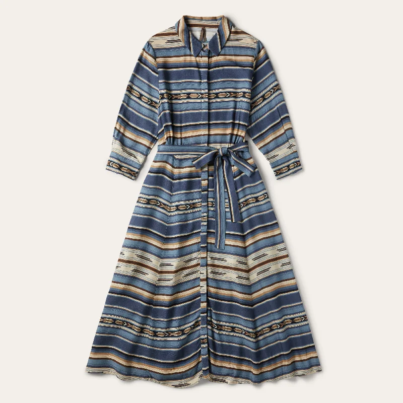 Stetson Indigo Serape Print Rayon Twill Dress