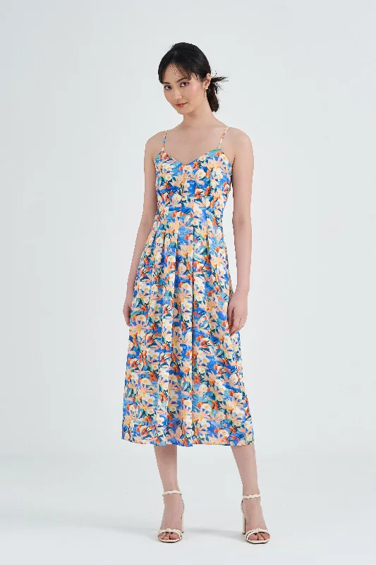 Zia Printed Strap Midaxi Dress