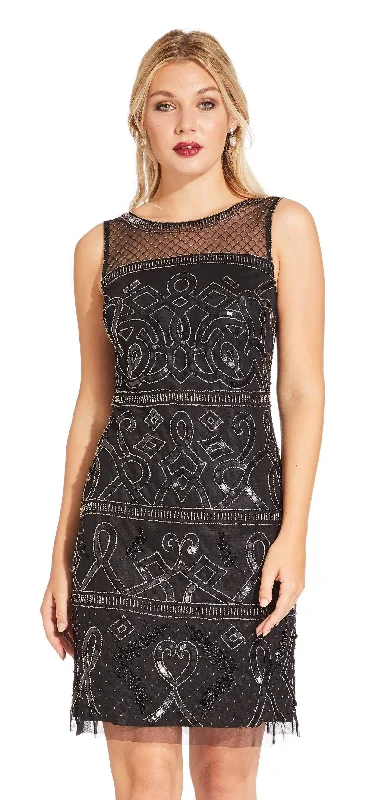 Adrianna Papell - Sleeveless Embellished Mesh Dress AP1E203952SC