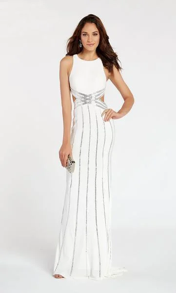 Alyce Paris - Cut-out Open Back Embellished Jersey Fitted Gown 60537SC