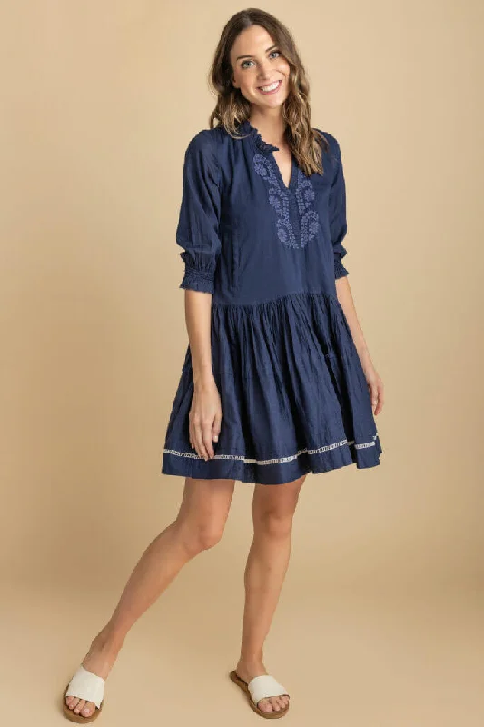 Amaya Chrissy Dress in Navy