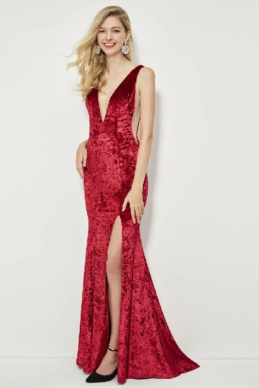 Angela & Alison - Plunging V Neck High Slit Sweep Train Gown 81141SC