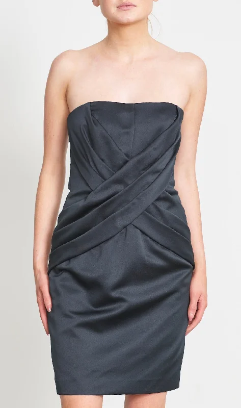 Black Satin Victor Costa 1980's strapless dress - Vintage