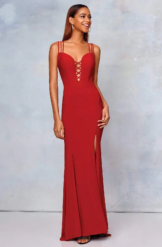 Clarisse - Cross-Banded Plunging Jersey Gown 3775