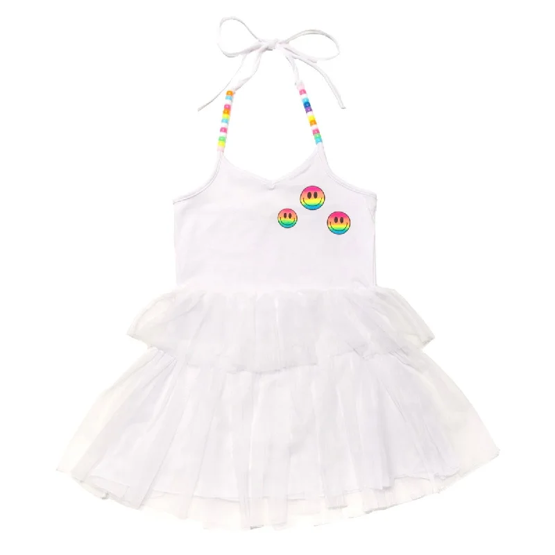 RAINBOW SMILEY TUTU DRESS W/ BEADS