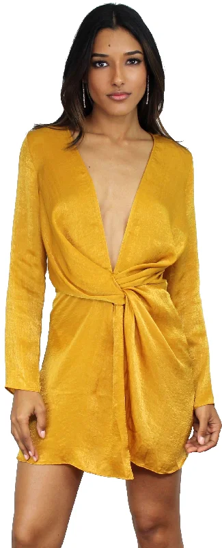 Get Kylie's Look with Mustard Satin Dress