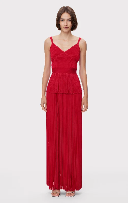 ICON STRAPPY OTTOMAN FRINGE GOWN